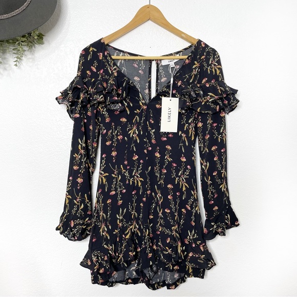 REVOLVE LIKELY • NWT Amira Floral Ruffles Long Sleeve Romper - Picture 3 of 10